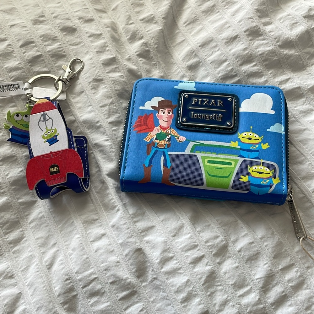 Loungefly Pixar Toy Story Wallet & Hans Sanitizer Case NWT Disney